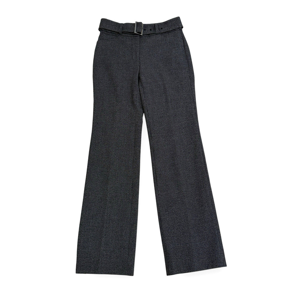 White House Black Market The Boot Pants Size 0 Black Houndstooth Belted Bootcut